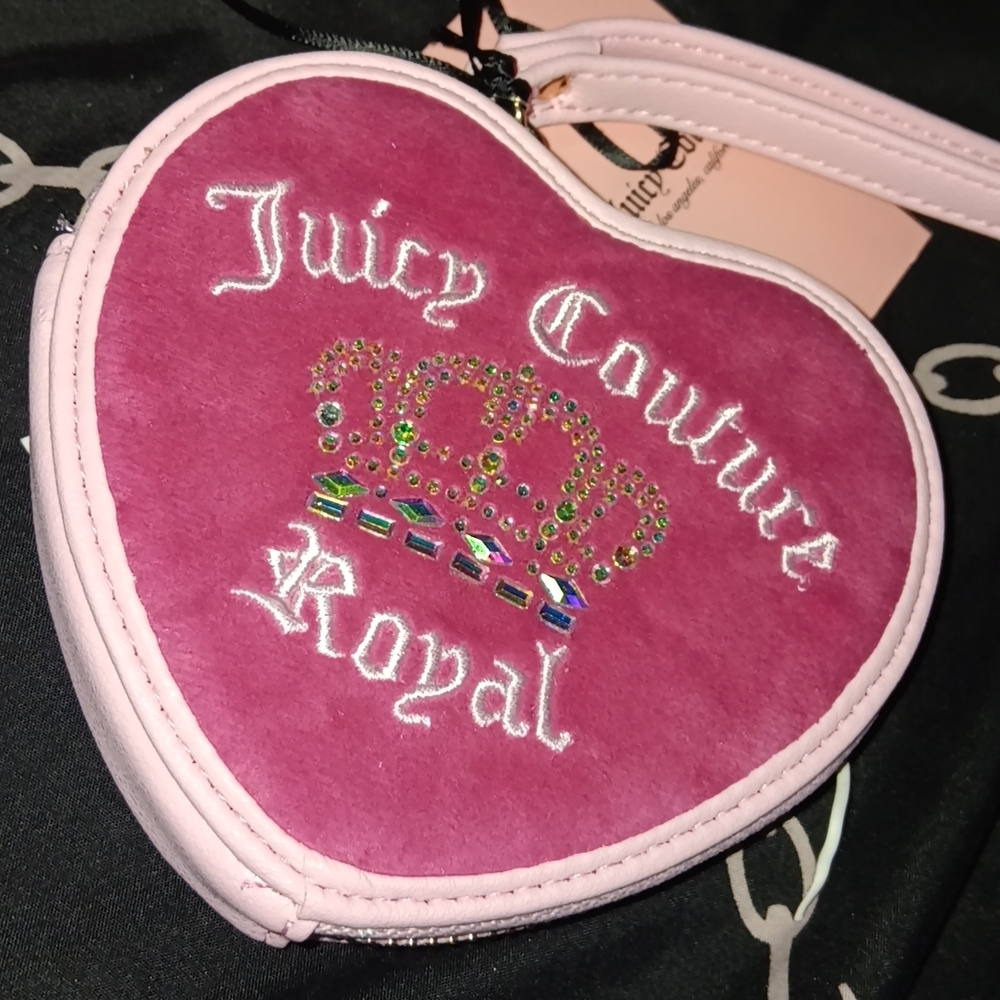 Juicy Couture Pink Velvet Clutch with Crown Embellishment